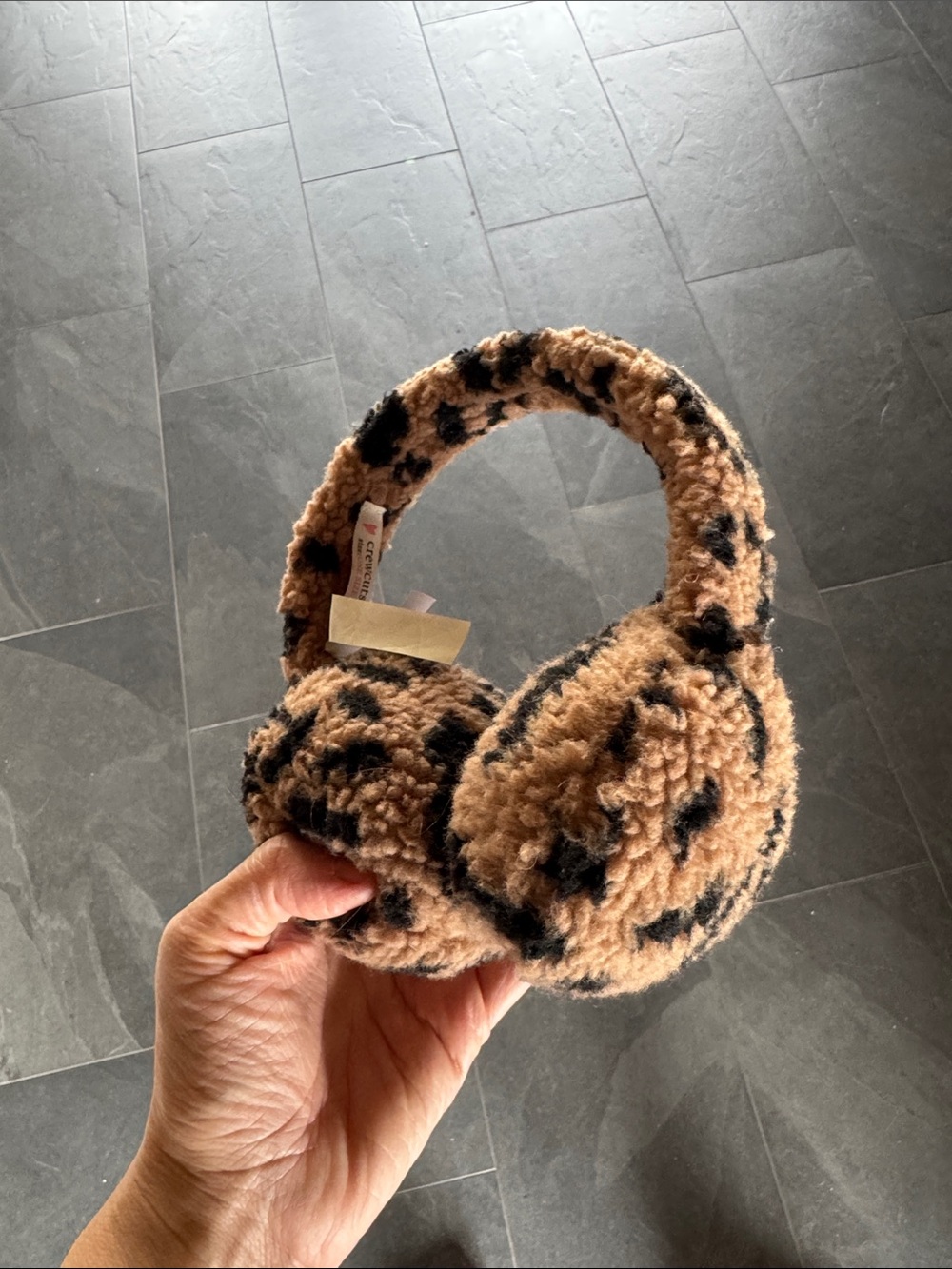 Crew cuts Leopard Sherpa Earmuffs - Tan and Black